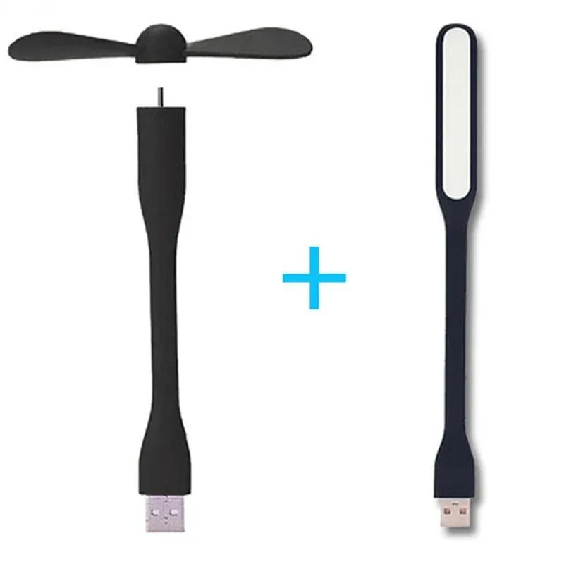 Hot Mini USB Fan Flexible Bendable Cooling Fan and USB LED Light For Humidifier & Power Bank & Notebook & Computer Summer Gadget