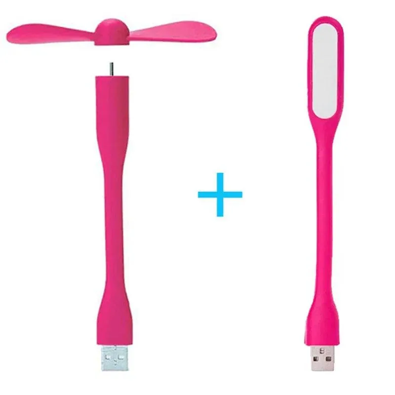 Hot Mini USB Fan Flexible Bendable Cooling Fan and USB LED Light For Humidifier & Power Bank & Notebook & Computer Summer Gadget