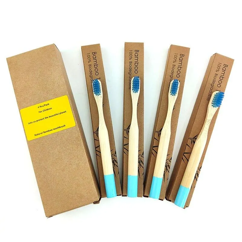 Kids Biodegradable Colourful Natural Bamboo Wood Soft Bristles