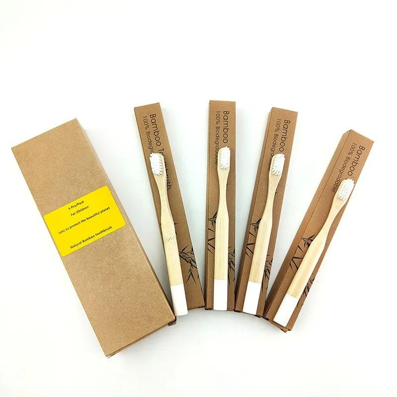 Kids Biodegradable Colourful Natural Bamboo Wood Soft Bristles