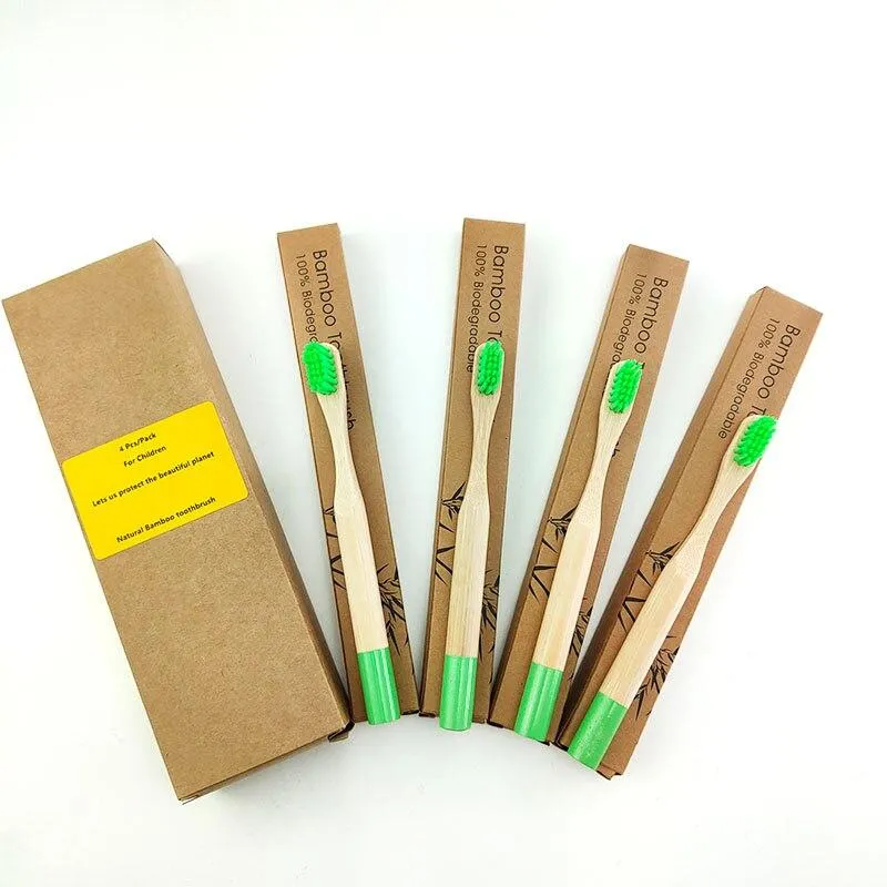 Kids Biodegradable Colourful Natural Bamboo Wood Soft Bristles