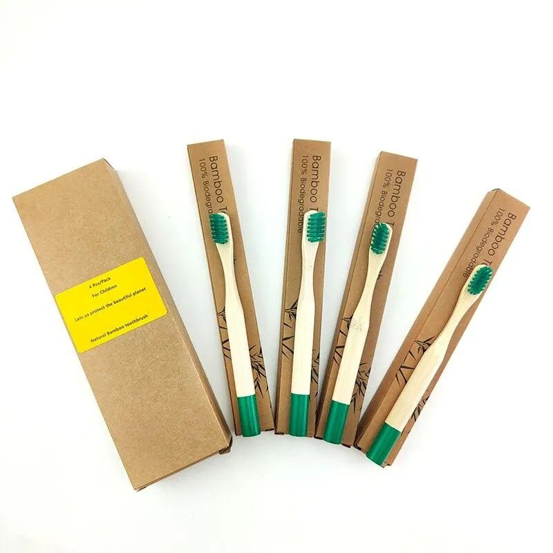 Kids Biodegradable Colourful Natural Bamboo Wood Soft Bristles