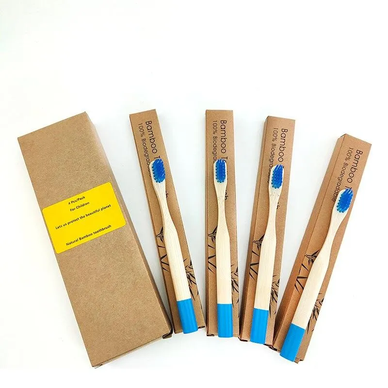 Kids Biodegradable Colourful Natural Bamboo Wood Soft Bristles