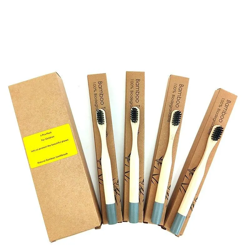 Kids Biodegradable Colourful Natural Bamboo Wood Soft Bristles