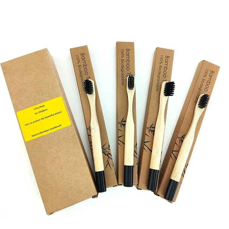 Kids Biodegradable Colourful Natural Bamboo Wood Soft Bristles