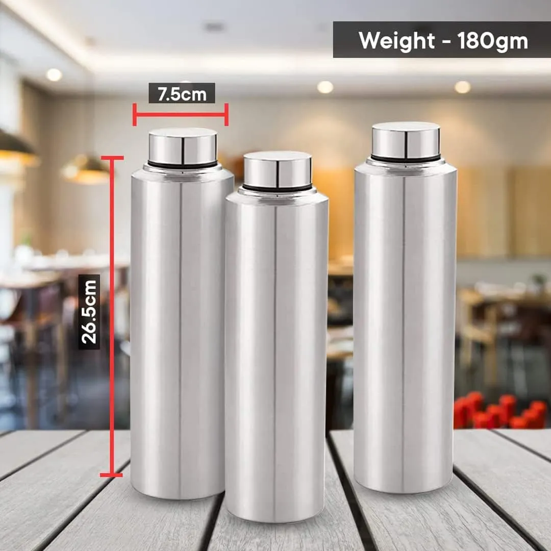 Kuber Industries Pack of 6 Stainless Steel Water Bottle | 1 Litre Steel Water Bottles | 24 Pieces Water Bottle For Fridge | Cold Water Bottle | Water Bottle for School-Collage-Office-Travel | Silver