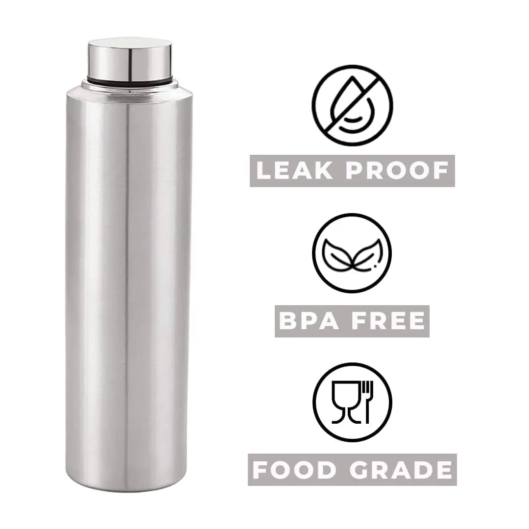 Kuber Industries Pack of 6 Stainless Steel Water Bottle | 1 Litre Steel Water Bottles | 24 Pieces Water Bottle For Fridge | Cold Water Bottle | Water Bottle for School-Collage-Office-Travel | Silver