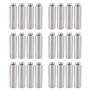 Kuber Industries Pack of 6 Stainless Steel Water Bottle | 1 Litre Steel Water Bottles | 24 Pieces Water Bottle For Fridge | Cold Water Bottle | Water Bottle for School-Collage-Office-Travel | Silver