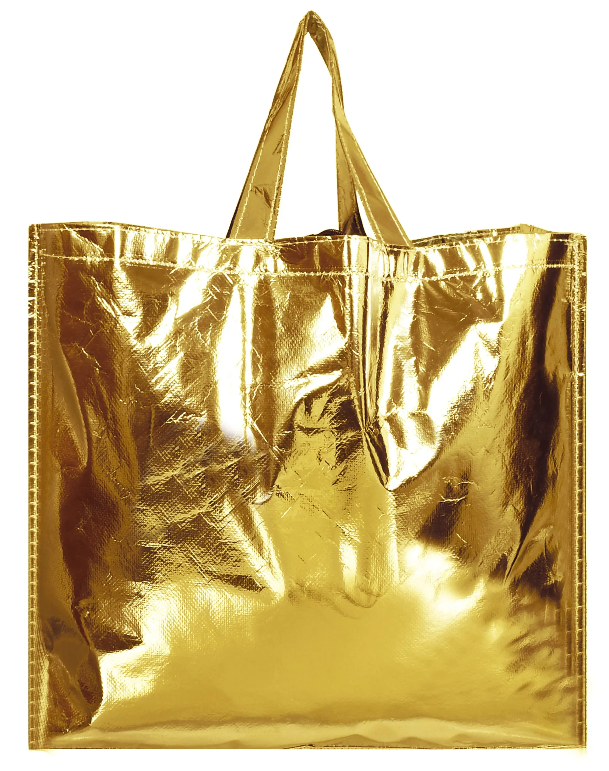 Kuber Industries Reusable Large Size Grocery Bag Shopping Bag with Handle, Non-Woven Gift Bag Goodies Bag Gold Tote Bag-Pack of 24 (Gold) (HS_36_KUBMART018945)