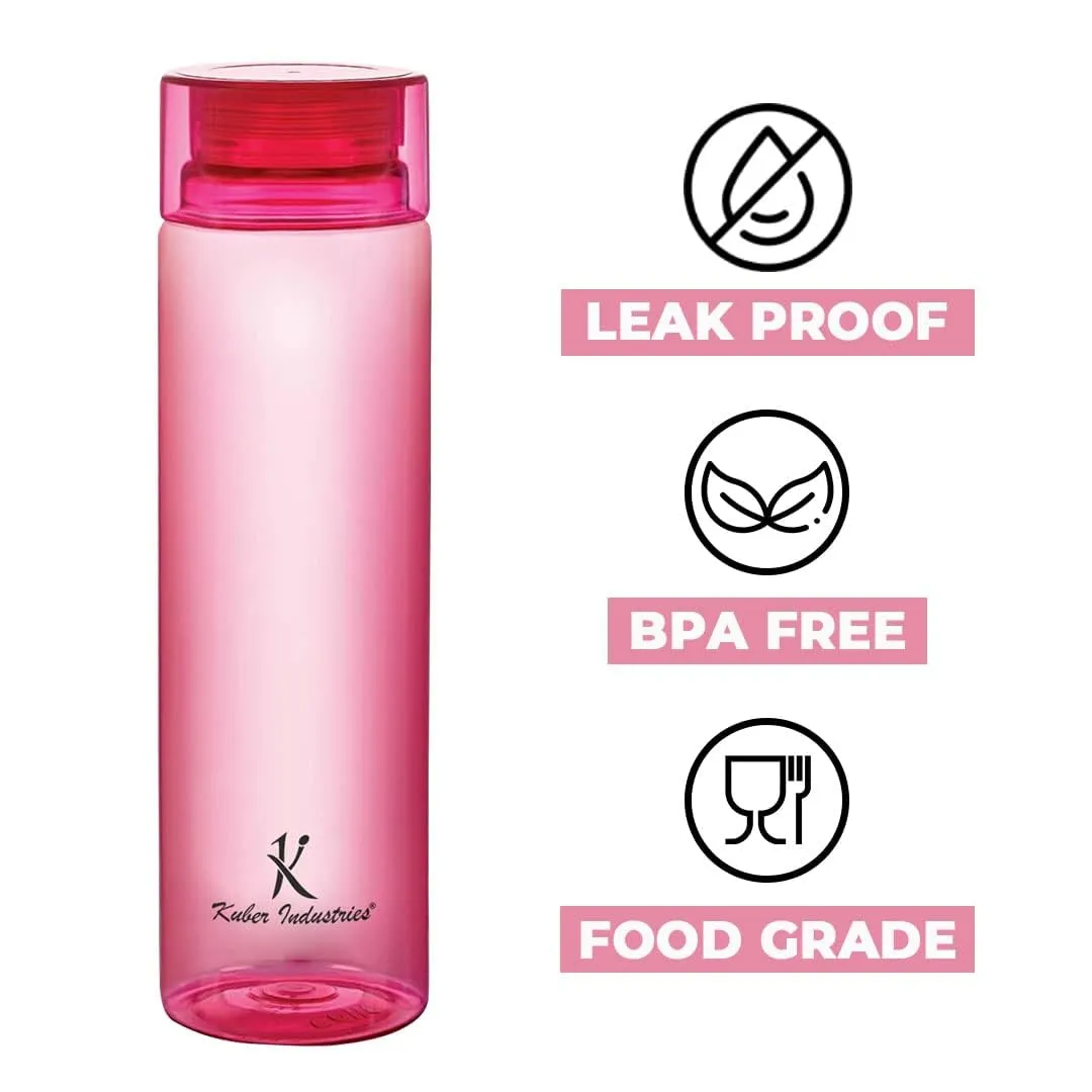 Kuber Industries Set of 4 Plastic Water Bottle | 1 Litre Round Plastic Water Bottle | Refrigerator Safe and BPA free Water Bottle | Perfect For School College Work Gym | Pack of 6 | Assorted