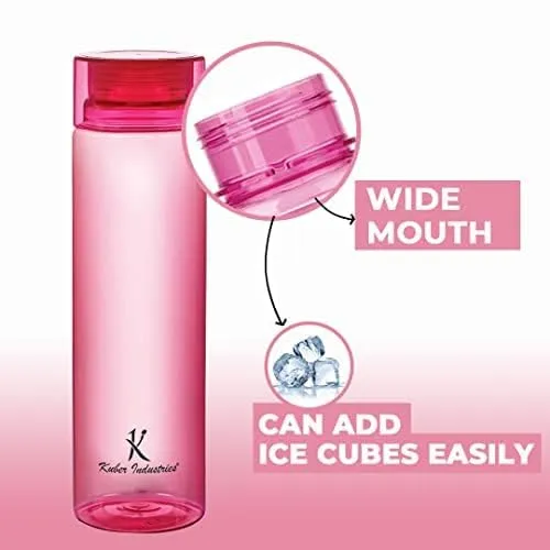 Kuber Industries Set of 4 Plastic Water Bottle | 1 Litre Round Plastic Water Bottle | Refrigerator Safe and BPA free Water Bottle | Perfect For School College Work Gym | Pack of 6 | Assorted