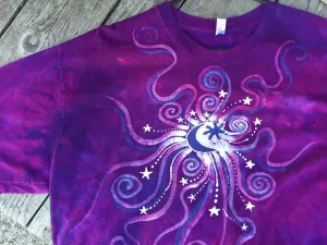 Magenta Moon Burst Handmade Batik Tshirt