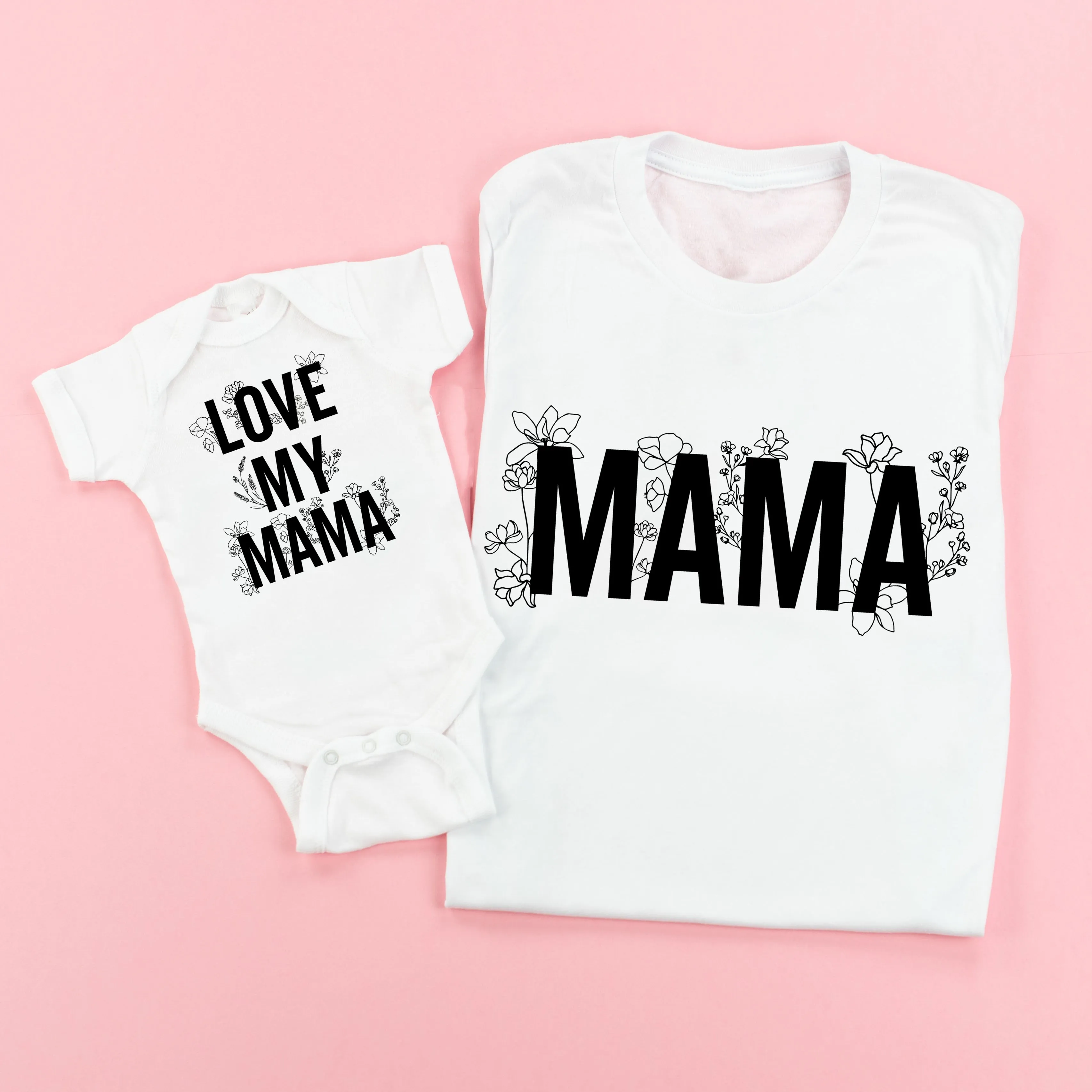 Mama (Florals)   Love My Mama (Florals) - Set of 2 Matching Shirts