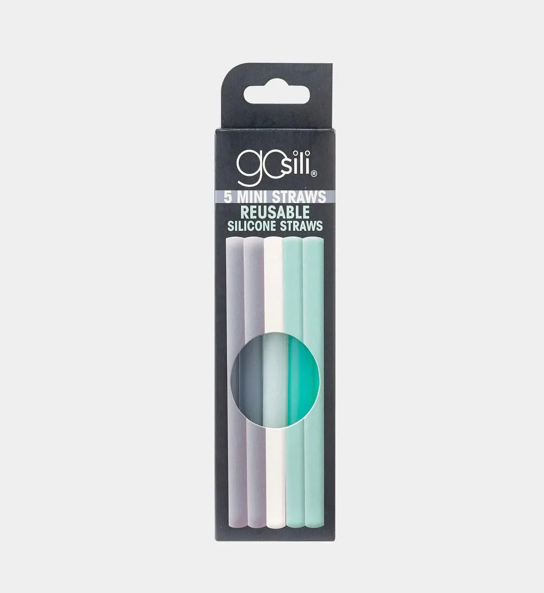 Mini Reusable Silicone Straw - Gray/White/Frost (5pk)