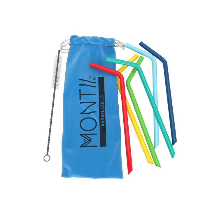 Montii Co - Silicone Straw Set - Blue