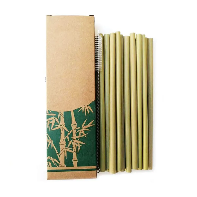 Natural organic bamboo straw set