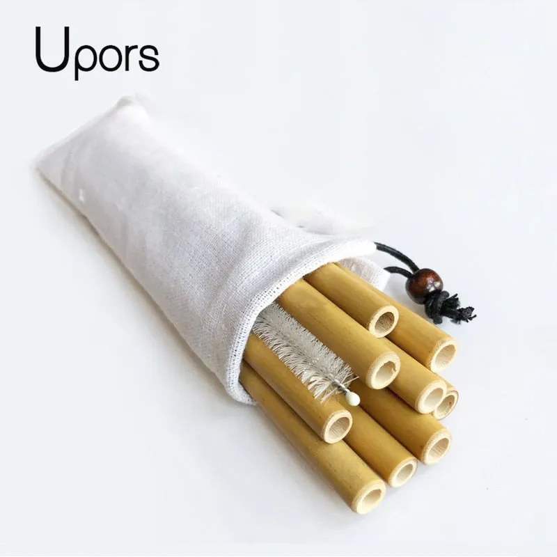 Natural organic bamboo straw set