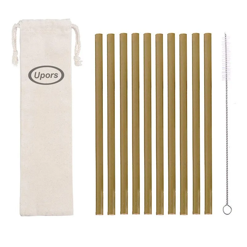 Natural organic bamboo straw set