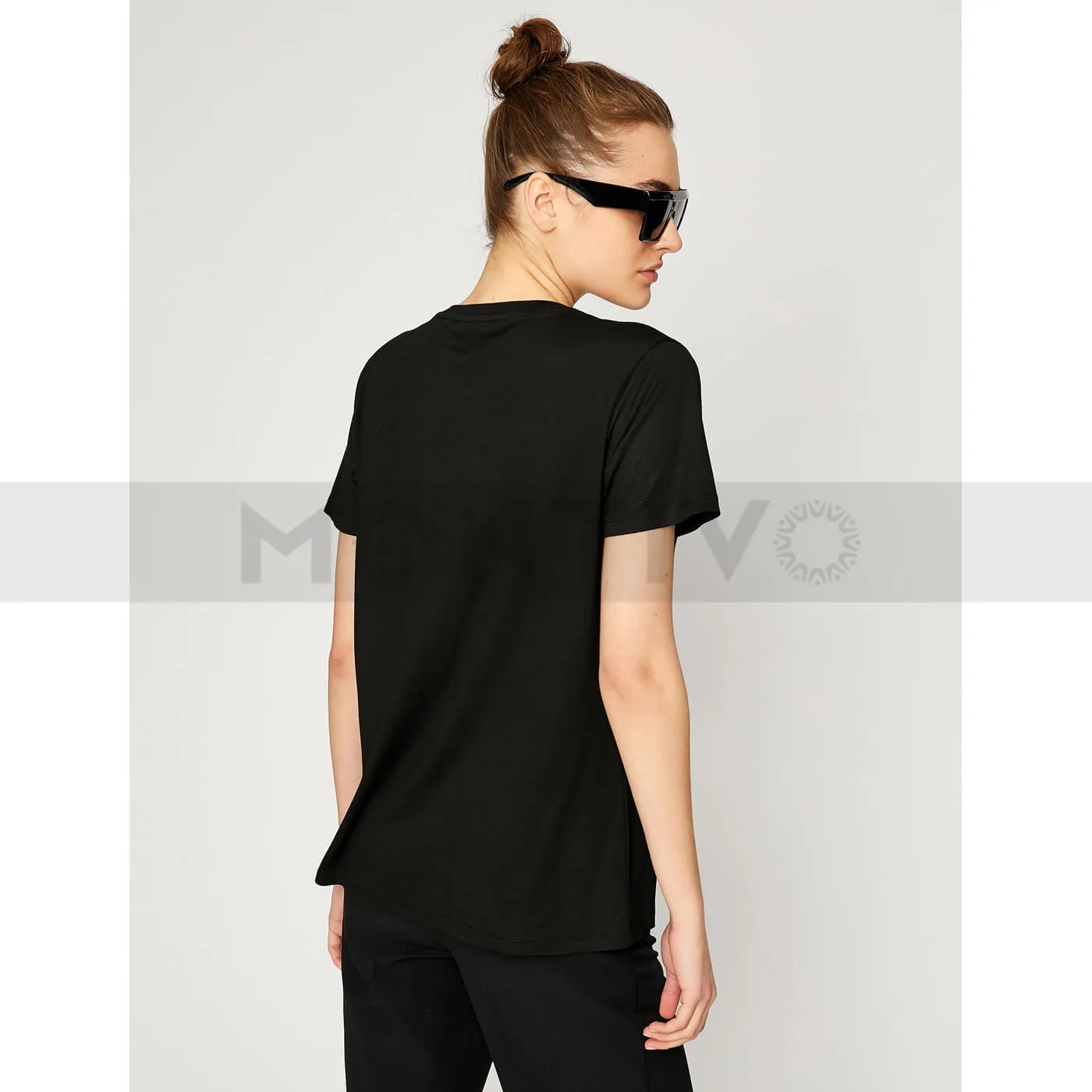 Next Women Black Pritned Tee