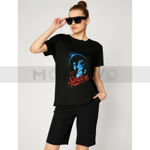 Next Women Black Pritned Tee