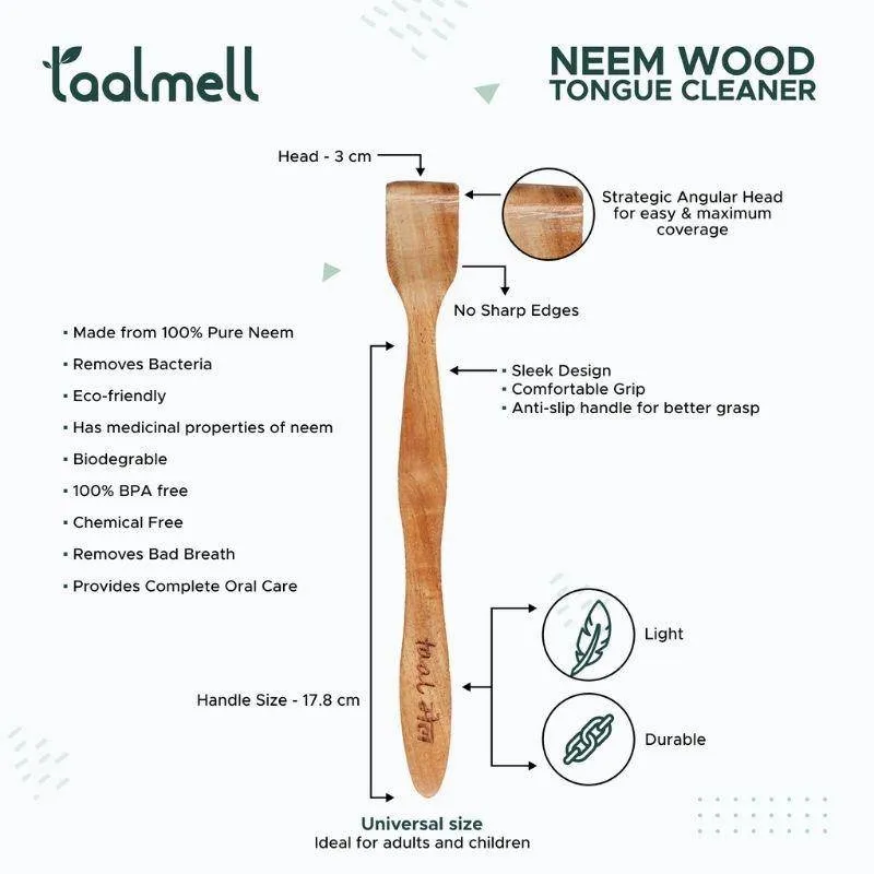 Oral Care Set  Bamboo Toothbrush, Neem Wood Tongue Cleaner and Bamboo Holder - Pack of 1