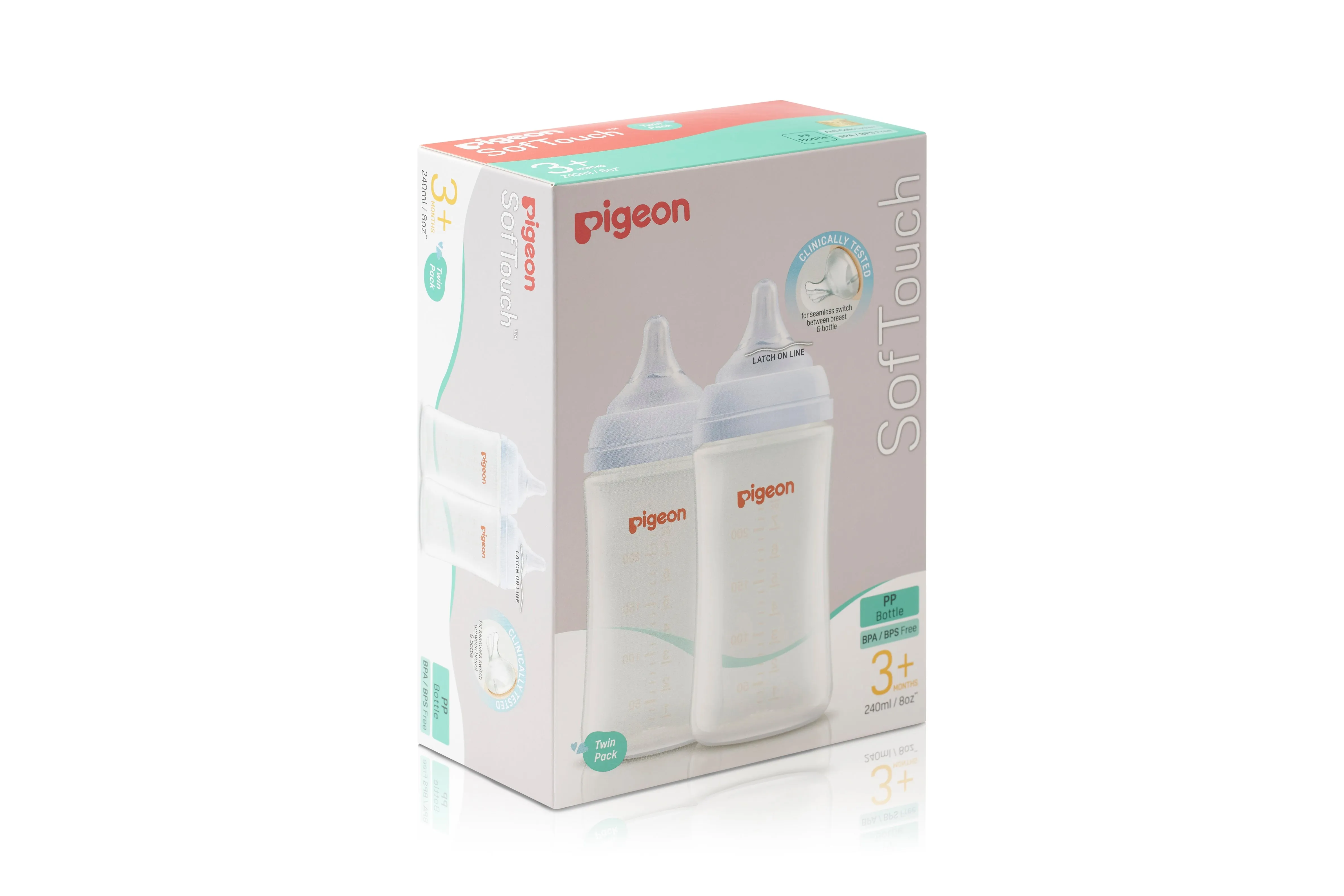 Pigeon Softouch 3 Nursing Bottle Twin Pack PP 240ml