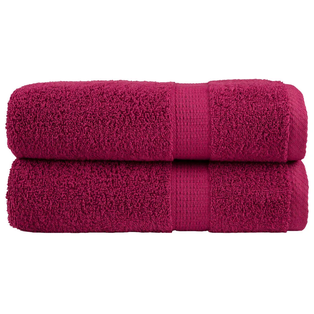 Premium Bath Towels 2pcs Bordeaux 100x150cm 600gsm 100% Cotton