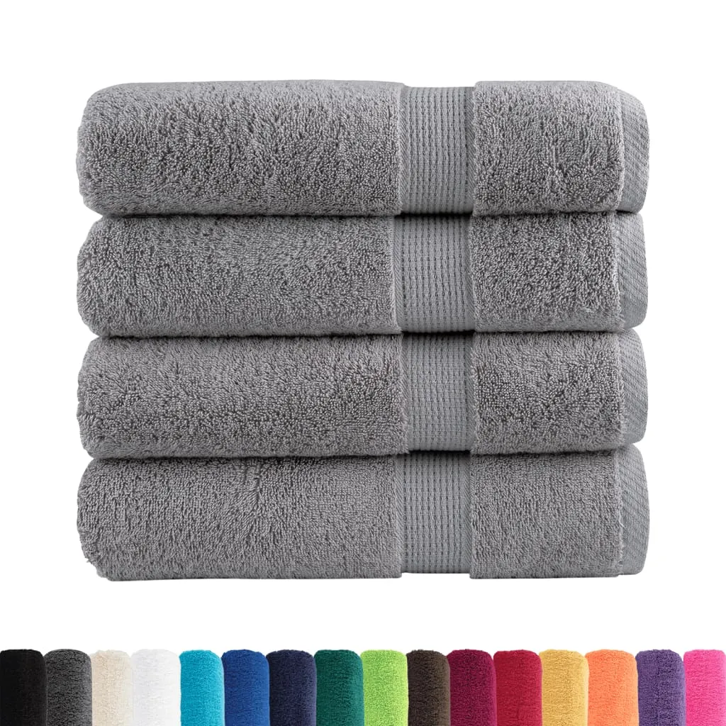 Premium Bath Towels 4pcs Grey 100x150cm 600gsm 100% Cotton