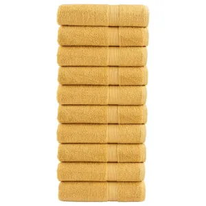 Premium Hand Towels 10pcs Gold 50x100cm 600gsm 100% Cotton