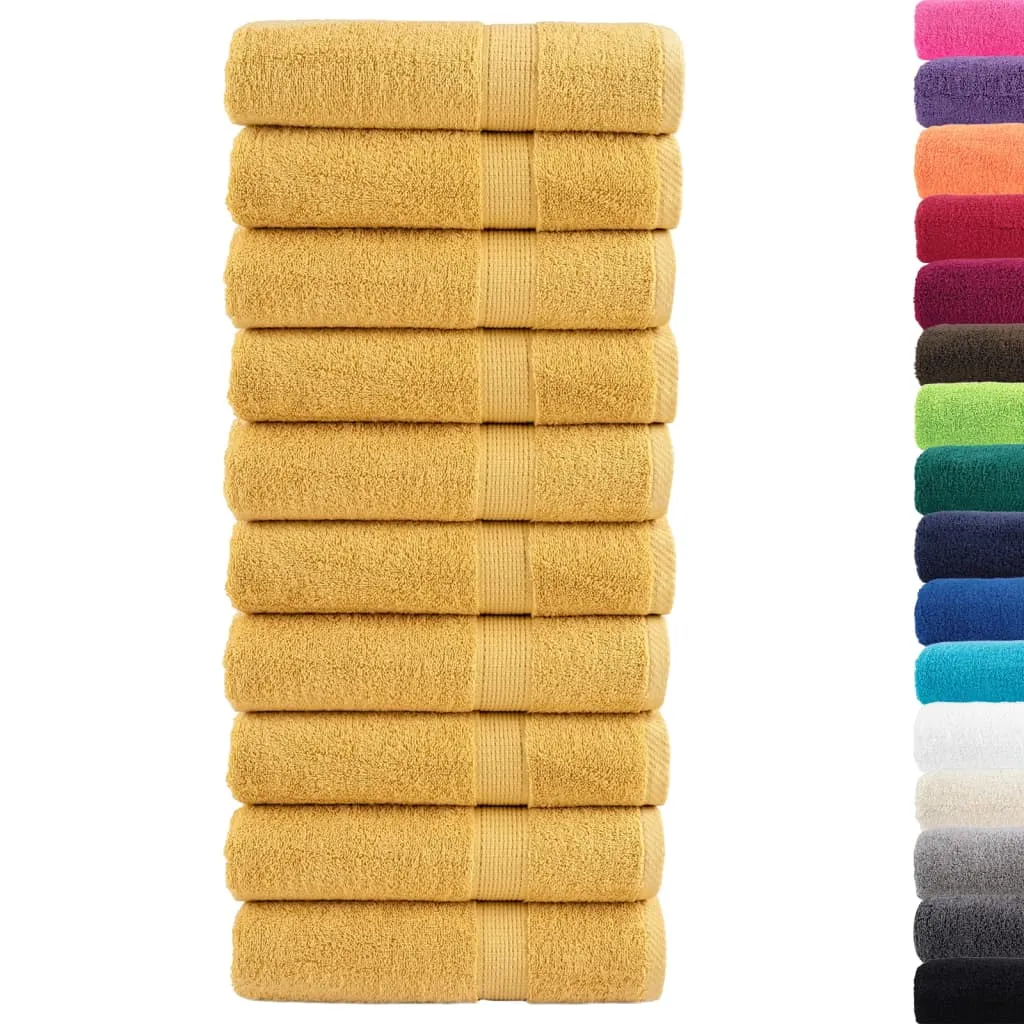 Premium Hand Towels 10pcs Gold 50x100cm 600gsm 100% Cotton