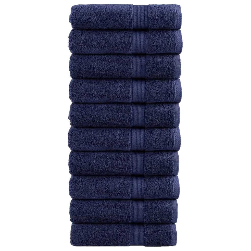 Premium Hand Towels 10pcs Navy Blue 50x100cm 600gsm 100% Cotton