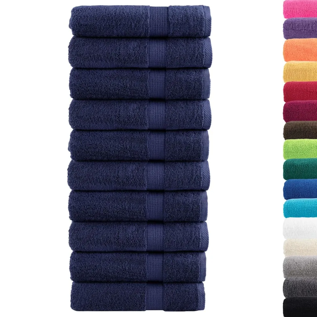 Premium Hand Towels 10pcs Navy Blue 50x100cm 600gsm 100% Cotton