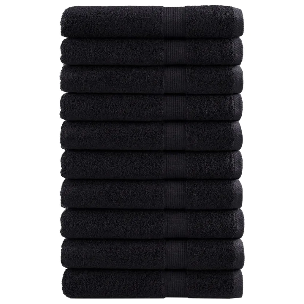 Premium Towels 10 pcs Black 100x200 cm 600 gsm 100% Cotton