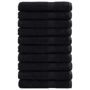 Premium Towels 10 pcs Black 100x200 cm 600 gsm 100% Cotton