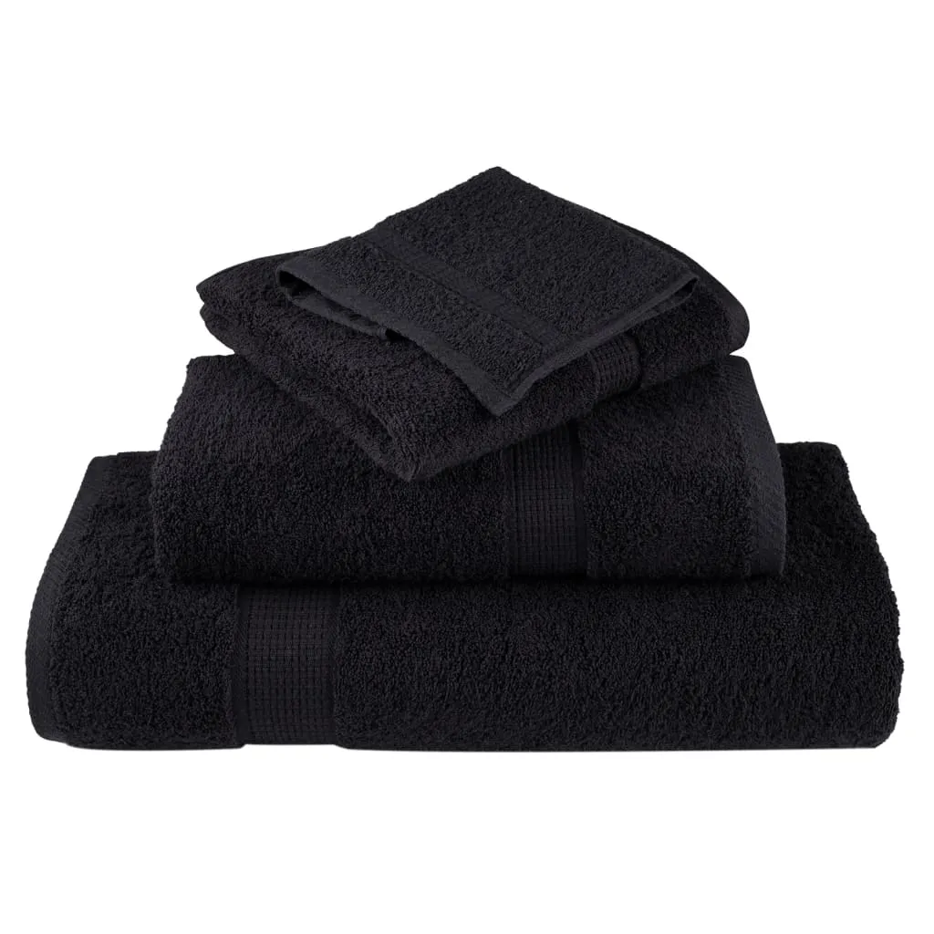 Premium Towels 10 pcs Black 100x200 cm 600 gsm 100% Cotton