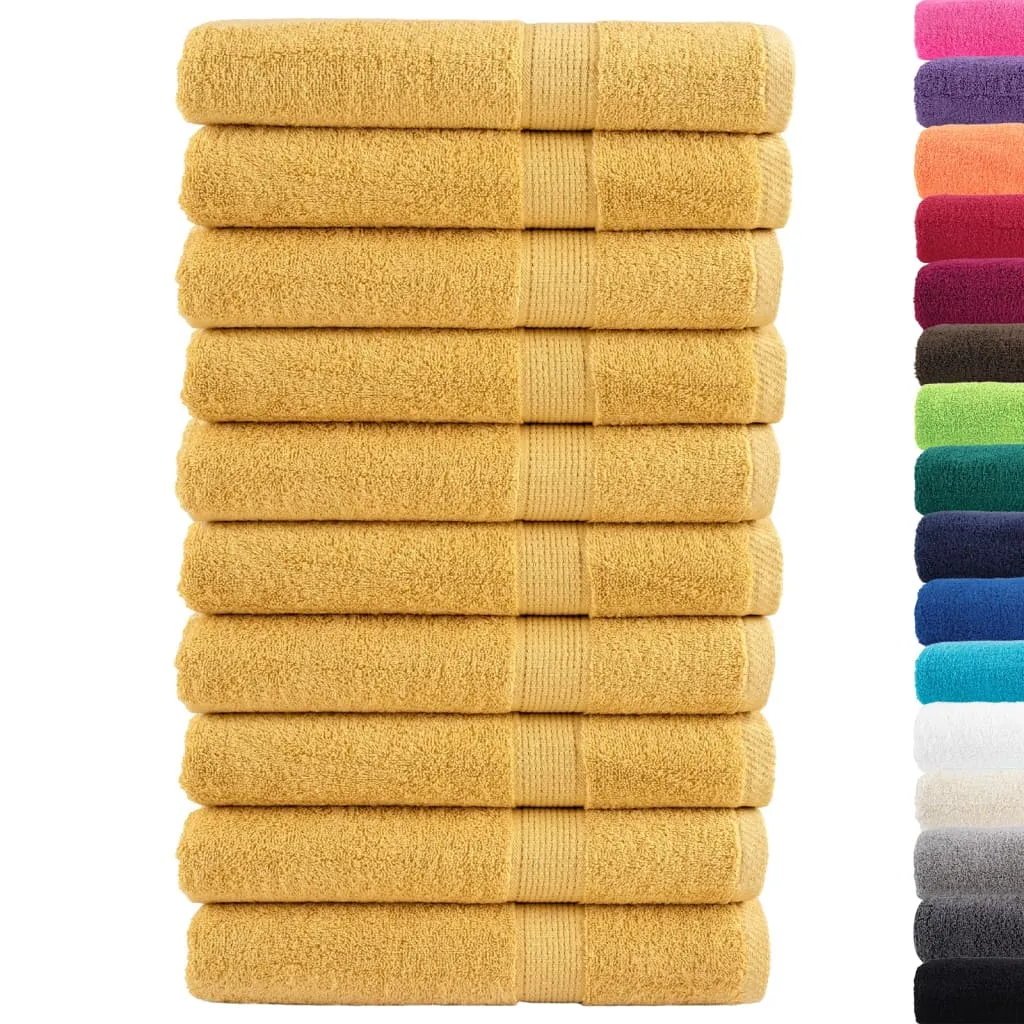 Premium Towels 10pcs Gold 100x200cm 600gsm 100% Cotton