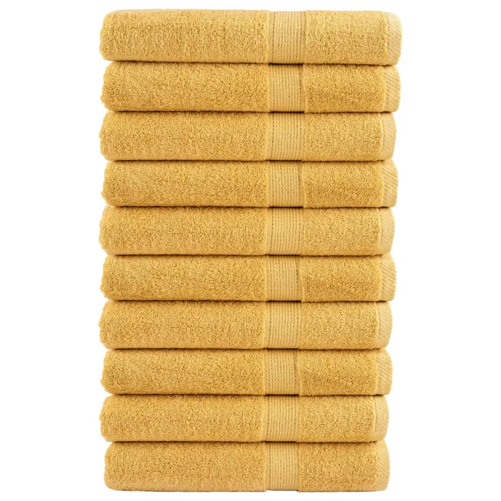 Premium Towels 10pcs Gold 100x200cm 600gsm 100% Cotton