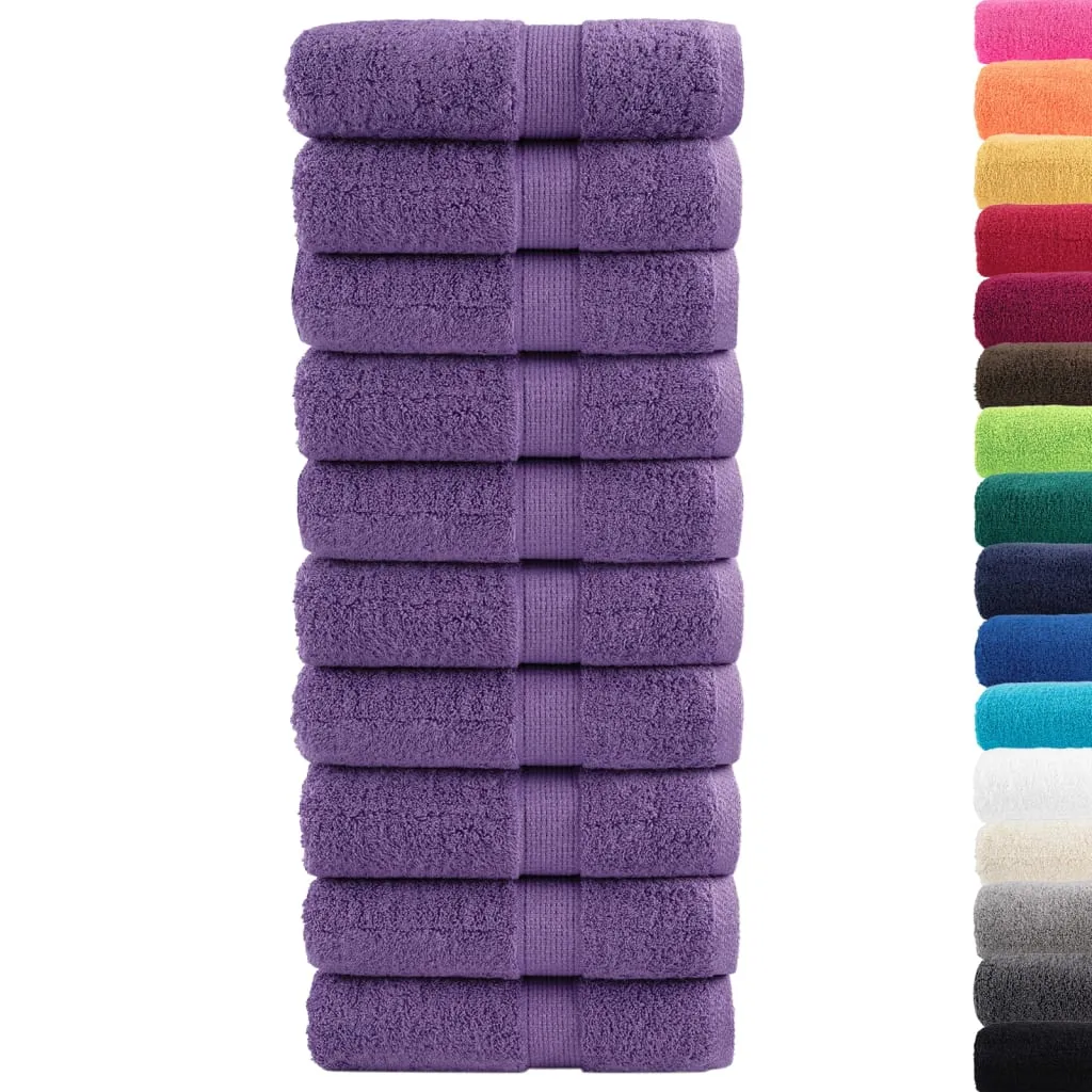 Premium Washcloths 10 pcs Purple 30x30 cm 600 gsm 100% Cotton