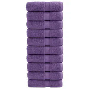 Premium Washcloths 10 pcs Purple 30x30 cm 600 gsm 100% Cotton