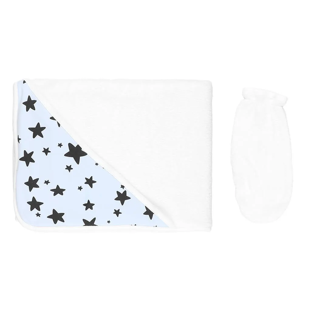 Print Towel Black Stars/Light Blue