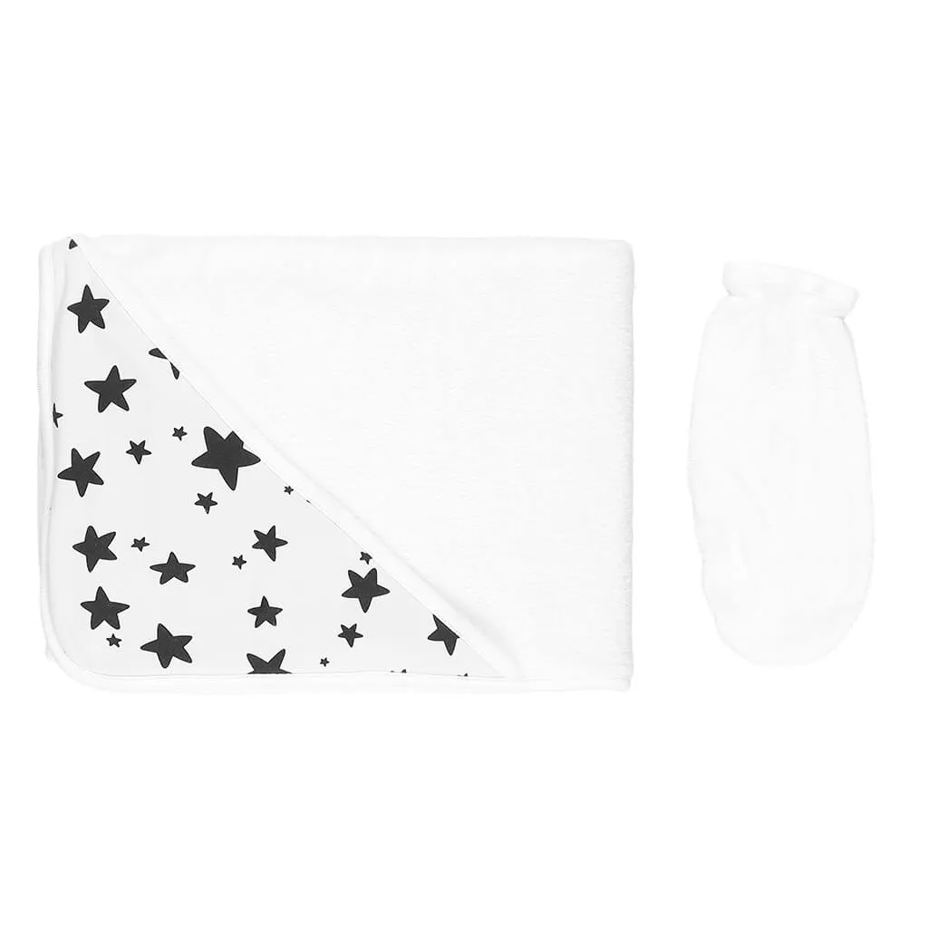 Print Towel Black Stars/White