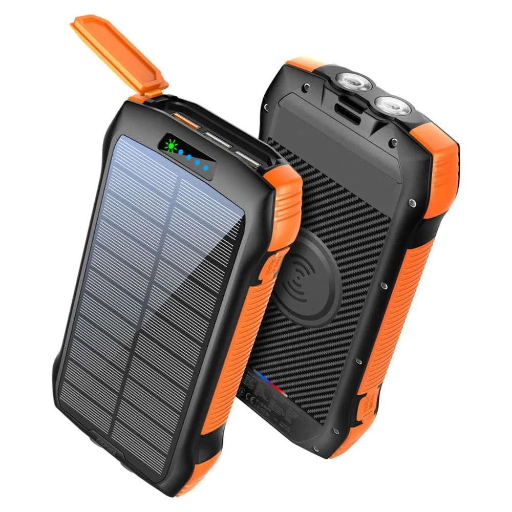 Promate SolarTank-20PDQi Rugged EcoLight Solar Power Bank 20000mAh