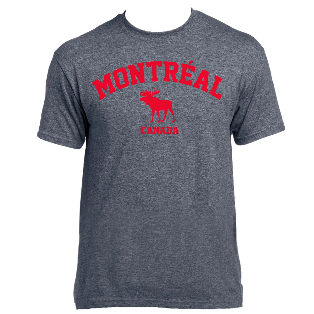 Red Montreal Arch Moose Applique On Adult Basic Tee