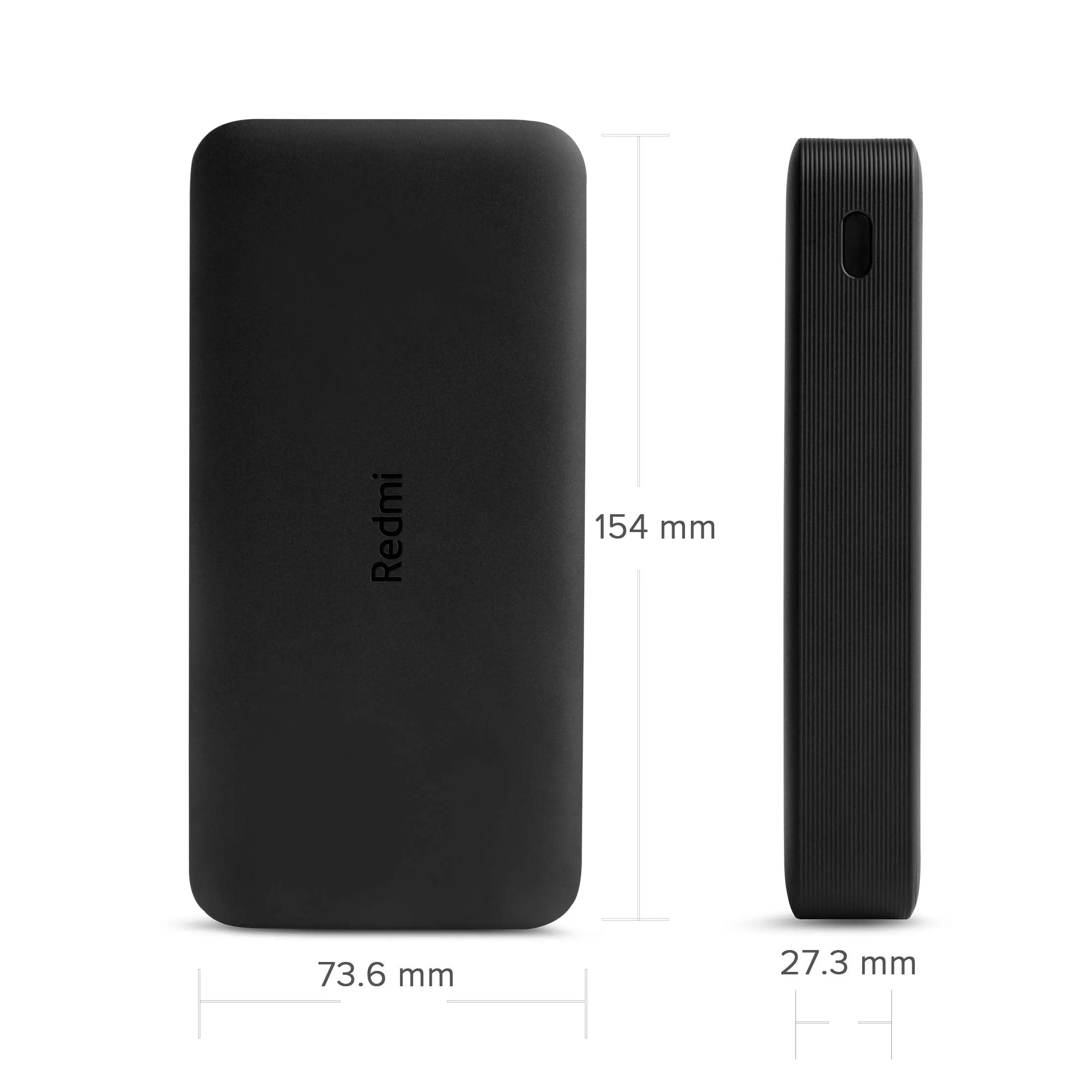 Redmi 20000mAh Li-Polymer Power Bank, USB Type C and Micro USB Ports, 18W Fast Charging, Low Power Mode, Black