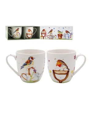 Set Of Two Garden Birds Mugs