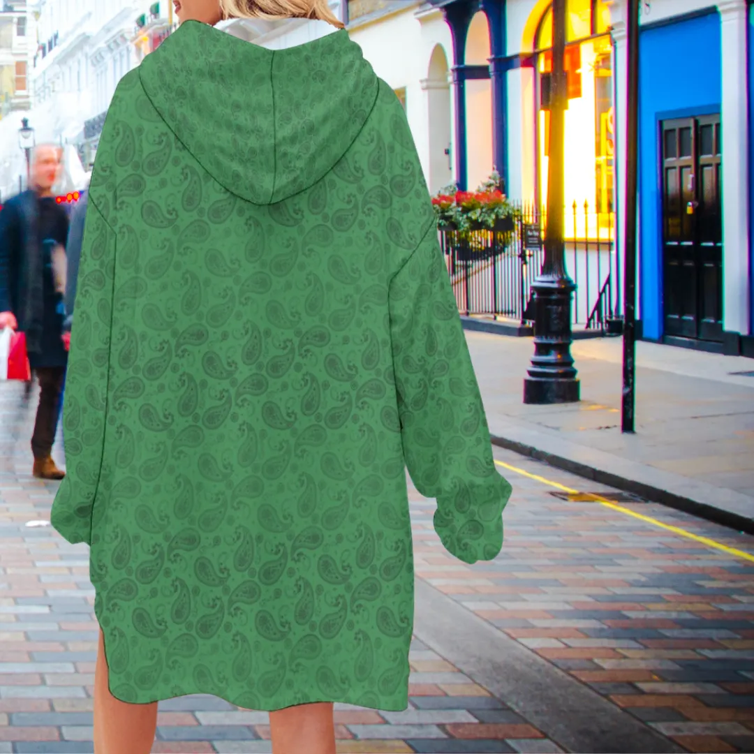 Snuggly Hooded Blankie - Green Paisley (Soft   Warm)