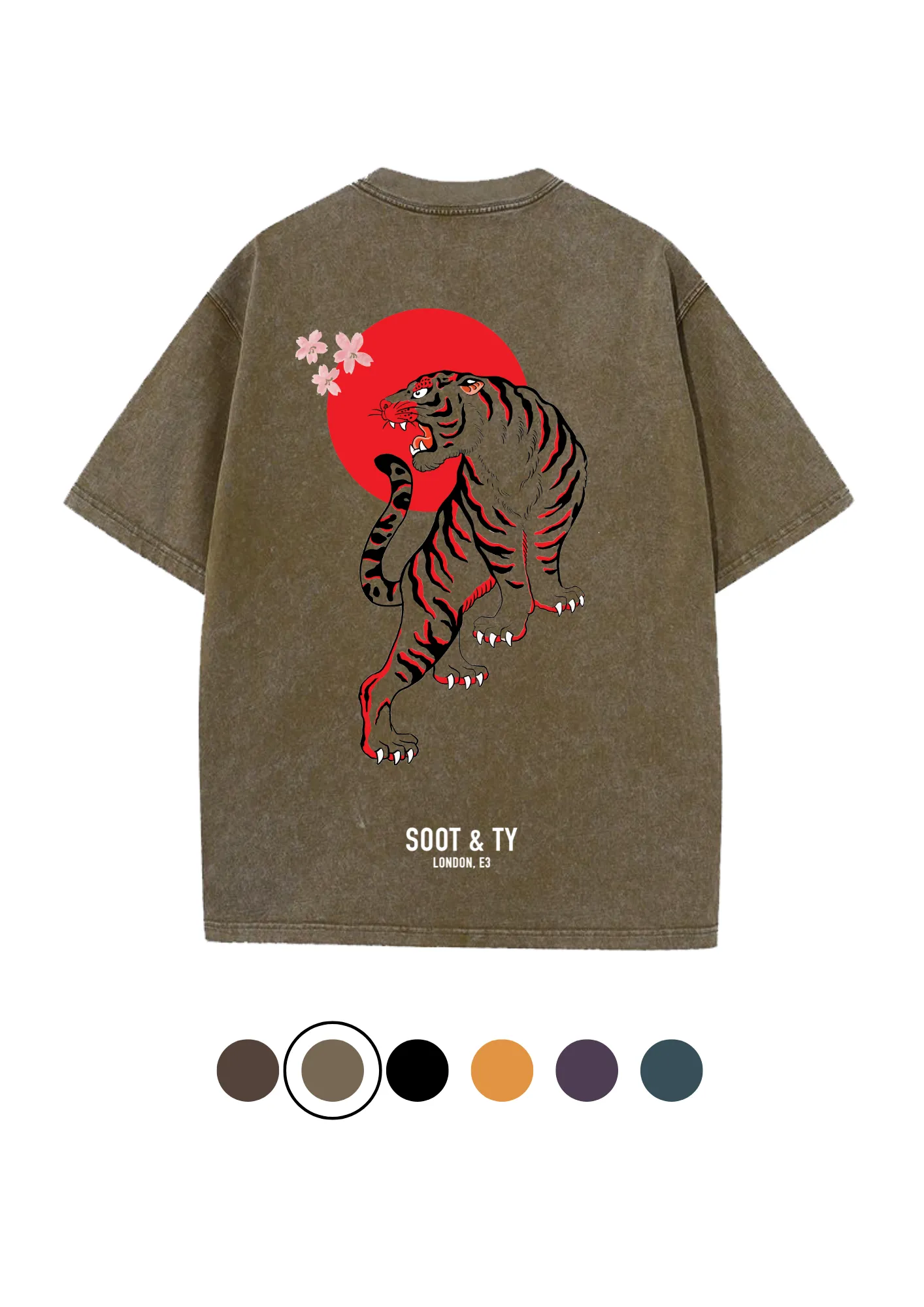 Soot and Ty Tiger Print Relaxed Fit Stonewash T-shirt