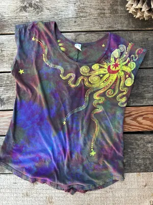 Sunrise Sunset Handmade Batik Scoop Neck Top - Size Small ONLY