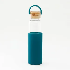 The Better Home Borosilicate Glass Water Bottle with Sleeve (500ml) | Non Slip Silicon Sleeve & Bamboo Lid | Fridge Water Bottles for Men, Women & Kids | Water Bottles for Fridge | Aqua (Pack of 50)