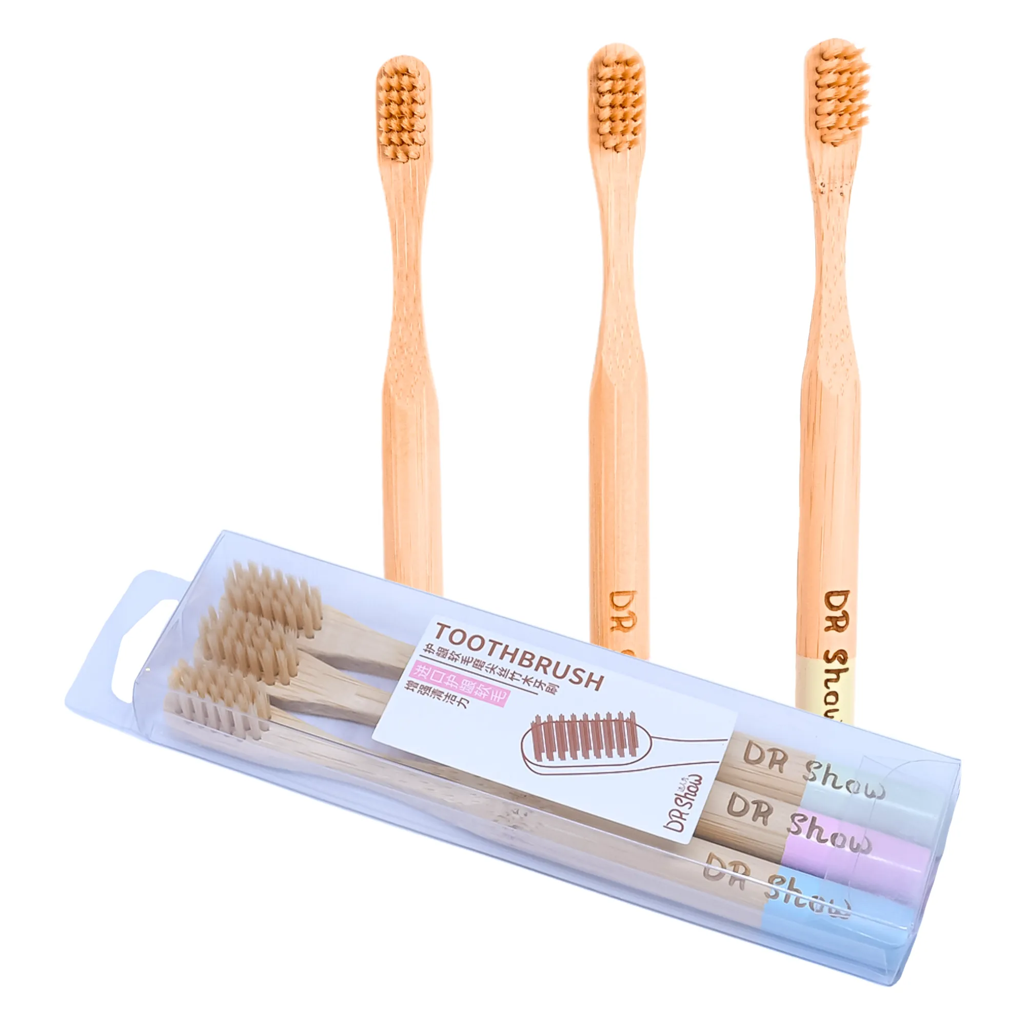 THE LITTLE LOOKERS Natural Bamboo Baby Toothbrush with Sensitive Gentle Soft Bristles for Babies/ Kids/Toddlers - Multicolor (Pack of 3)